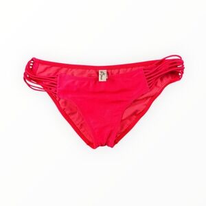 Luli Fama Womens Fuchsia Pink Multi Strap Side Bikini Bottoms Medium L430411